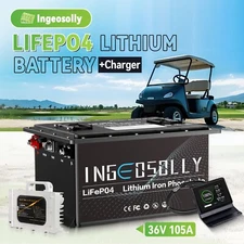 36V 105Ah Golf Cart LiFePO4 Lithium Battery 15000+ Cycle 200A BMS + 20A Charger