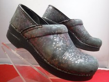 PFR Dansko Multi Colored Paint Splatter Leather Professional Clogs Shoes 38 7.5
