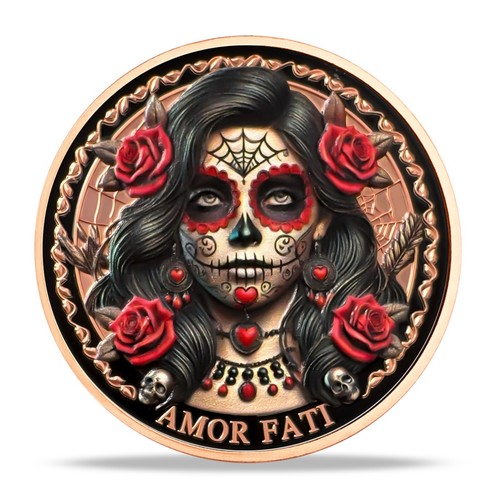 Moneda Amor Fati Memento Mori-Moneda Inspirada en el Día de Muertos-Ficha Inspiradora - Imagen 11 de 22
