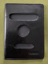 Giudi Passport Holder Black Leather 14x10x.5cm Bifold Italian NEW