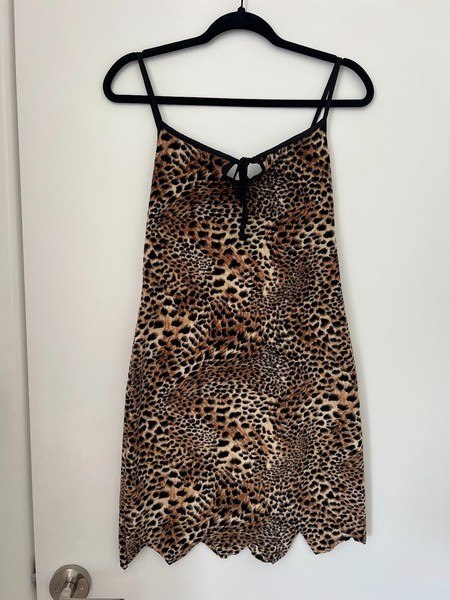 Lili Designer Women's Mini Slip Dress Leopard Print Size 10