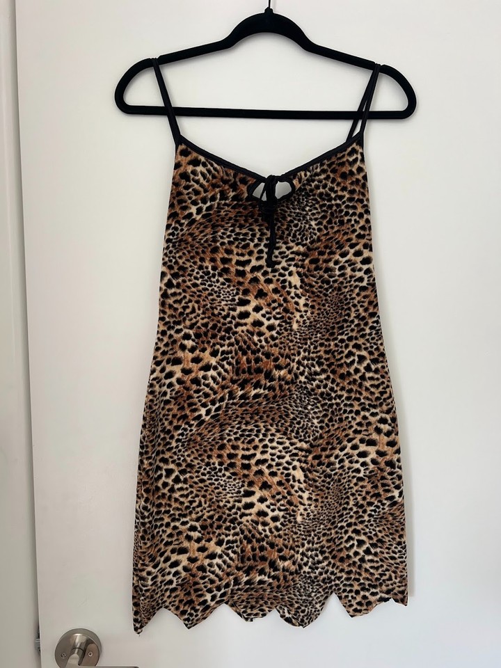 Lili Designer Women's Mini Slip Dress Leopard Print Size 10