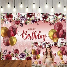 7x5ft Happy Birthday Decorations Women Girls Birthday Party Backdrop Glitter ...