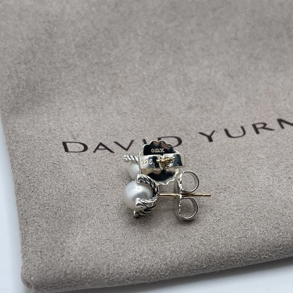 Aretes David Yurman de plata de ley 925 con perlas de 6 mm Foto 3 de 4