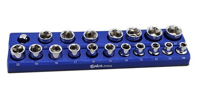 Britool Hallmark 1/2'' Drive Socket Set (6-Point) in Magnetic Holder 10-27mm
