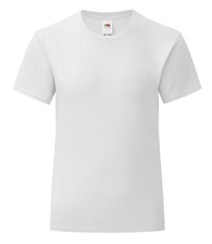 Fruit of the Loom Plain Cotton Kids Childs Girls Tee T-Shirt Feminin Fit Tshirt