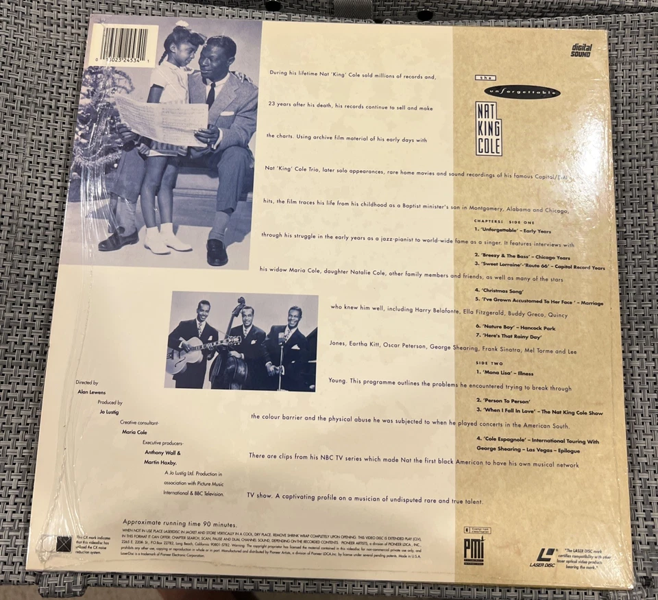 Nat King Cole: Unforgettable [PA-90-306]  Musical Documentary 1988 Laserdisc - Image 2 of 2