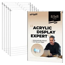 NIUBEE Acrylic Sign Holder 8.5x11: Wall Sign Holder with Magnetic Design for ...