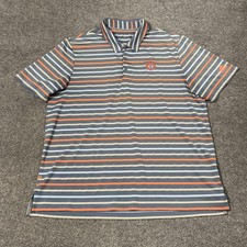 Adidas Polo Shirt Mens XL Gray Orange Stripe Medinah Country Club Golf