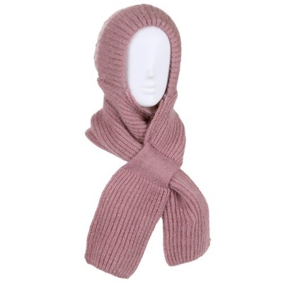 BambooMN Women's Frosted Bloom Hooded Scarf with Fleece-Lined Hood Warm Beanie