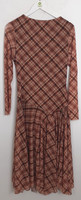 M&S Women's Printed Cowl Neck Plaid Midaxi Skater Dress In Orange Mix New
