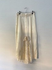 Vintage Cream Satin Midi Lace Bow Back Skirt Coquette 1990s 24" Bride