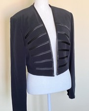 Italian Bolero Stylish Cropped Embellished Black Jacket Women  s Medium NWOT
