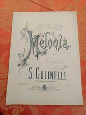 Antico Spartito "Melodia A DUE BEGLI OCCHI" S. Golinelli (1881) Pianoforte