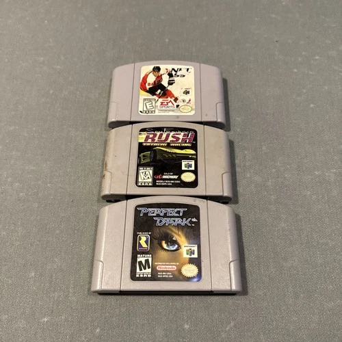 Lot 3 N64 Games perfect Dark, NHL 99, Rush Extremely Racing