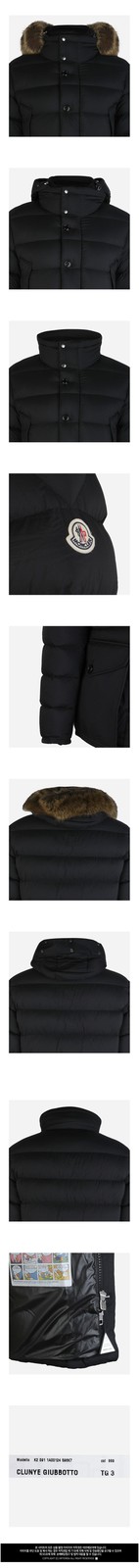 Moncler Cluny Men's Fur Hooded Padded Jacket Black 148774077 thumbnail 3