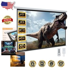 Motorized Projector Screen 110" 4K HD 160 View 3-Layer PVC Matte Retractable