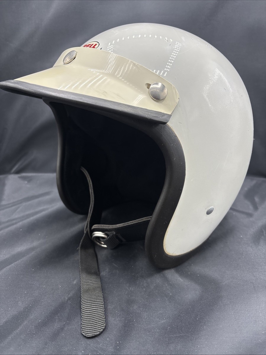 Vintage Bell RT Motorcycle Helmet White USA 7 ⅜ 59 CM Racing 1974