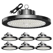 UFO High Bay Lights 5000K 200W 30000LM 6 Pack with Plug High Bay Lights Suita...