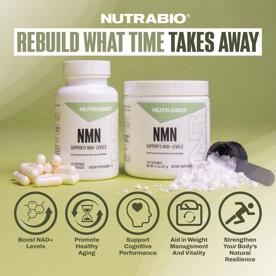 NutraBio - Suplemento de NAD de nicotinamida, apoyo a la longevidad, apoyo a los niveles de NAD Foto 2 de 4