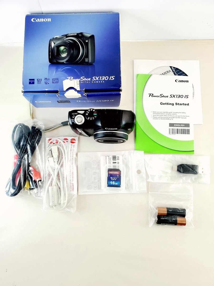 TOP MINT】Canon PowerShot SX130 IS 12.1MP Digital Camera - Black
