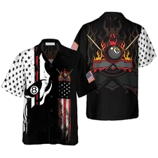 Skull Billiards Pool Hawaiian Shirt Flag American Skull Billiard Shirt Uniform