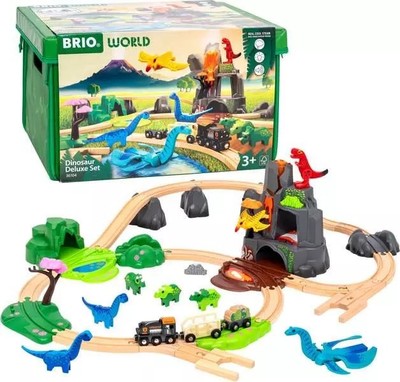 BRIO World Zugset Dinosaurier Deluxe 45-teiliges Holzeisenbahn-Set 36104
