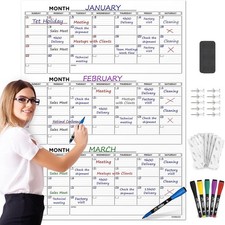 Large 36"x48" Quarterly White Board Calendar Dry Erase for