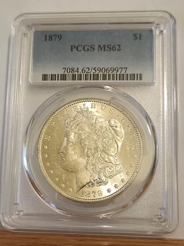 1879 Morgan Silver Dollar PCGS MS62 - Solid Strike - White Satin - Very Nice #2
