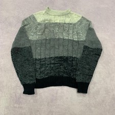 Vintage abstract knitted jumper Patterned Grandad chunky knit sweater Men's M