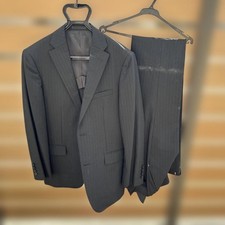 Burberry Black Label Dark Gray Striped Business Suit
