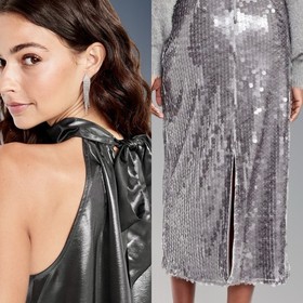 NWTS🌹THE OCCASION XL🌹LIQUID SLEEVELESS SATIN TOP SEQUINED MAXI SKIRT  SLIT SET