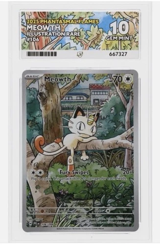 Pokemon Meowth 106 Phantasmal Flames illustration Rare ACE 10 Perfect Subs