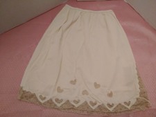 Vintage Avian Mini Skirt Hal Slip Lace Med Ivory USA Union Heart Lace Cut Outs