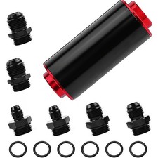 Universal High Flow Inline Fuel Filter 100 Micron Cleanable 6an 8an 10an Adapter