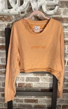 Offline AERIE Oversized Cropped Crewneck Sweatshirt-Orange Hydrate-LARGE-PTP25