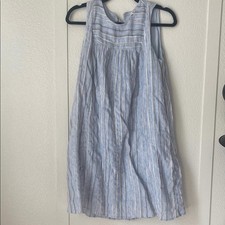 Madewell Size S Blue White Striped Sleeveless Mini Dress Textured Crinkle Gauze