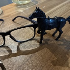 Vintage 1960's Black Plastic Horse Figure/Toy  Saddle  Trotting A1 