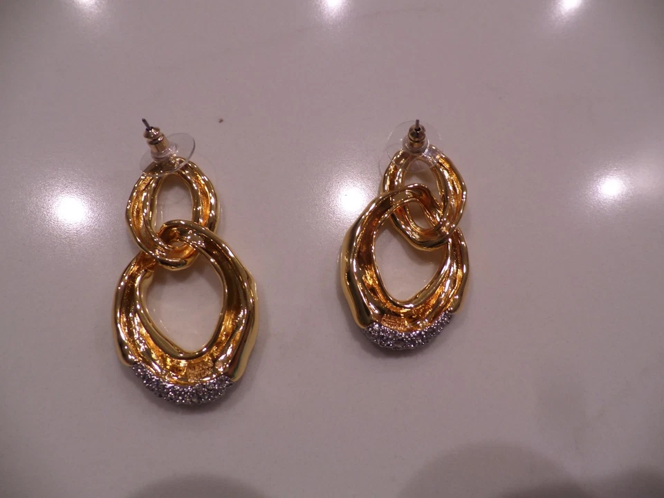 Nuevo pendiente ALEXIS BITTAR Solanales eslabones cristales latón chapado en oro 14K, ¡$299! Foto 4 de 4