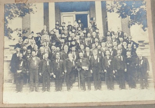 Vintag Original Civil War Soldiers Veterans Reunion Photograph 8th Indiana