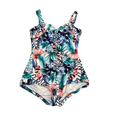 Maxine Of Hollywood Spa Shirred Girl Leg One Piece Swimsuit Size 16