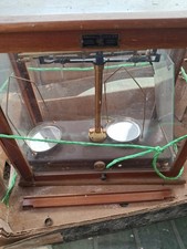 vintage analytical balance scale wood&glass display case Griffin&Tatlock broken