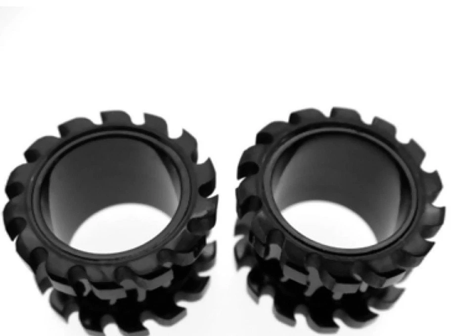 PAIR OF BLACK 00g 10MM SAW BLADE ENDS FLESH TUNNELS EARLET PLUGS PLUG GAUGES  - Image 2 of 2