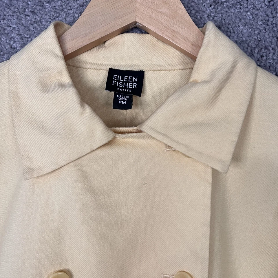 Blazer Eileen Fisher Mujer Mediano Pequeño PM Amarillo Manga Larga Doble Pecho Foto 3 de 4