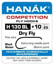 Hanak Competition H 130 BL Dry Fly Fishing Barbless Hooks, 25Pack, various sizes