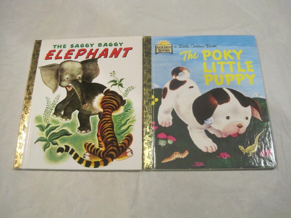 Lot of 2~Little Golden HC Books~Saggy Baggy Elephant Poky Little