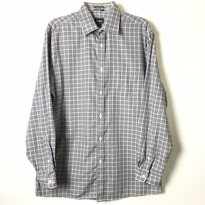 Neiman Marcus Shirt Mens Medium Purple Plaid Long Sleeve Button Up 