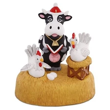 Moo-ey Christmas 2016 Hallmark Ornament - Cow Chickens Farm Band Singing Motion