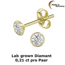Ohrstecker Lab Grown Diamant 0,21 ct. 585 Gold 1 Paar 3,3 mm NEU 14 Karat