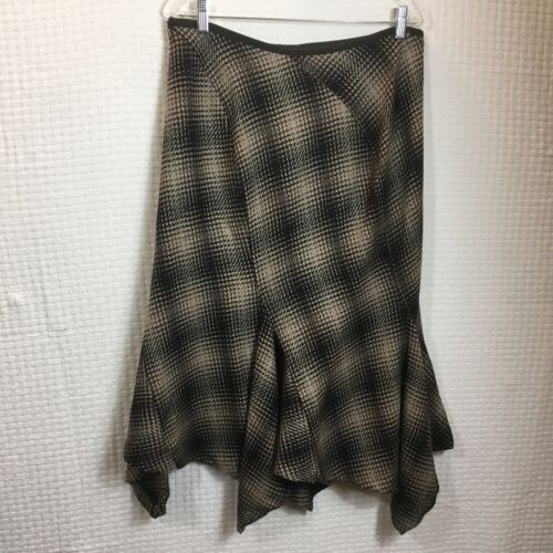 Vintage Express Wool Plaid Y2K Mermaid Asymmetric Midi Skirt SZ 11/12 Grunge